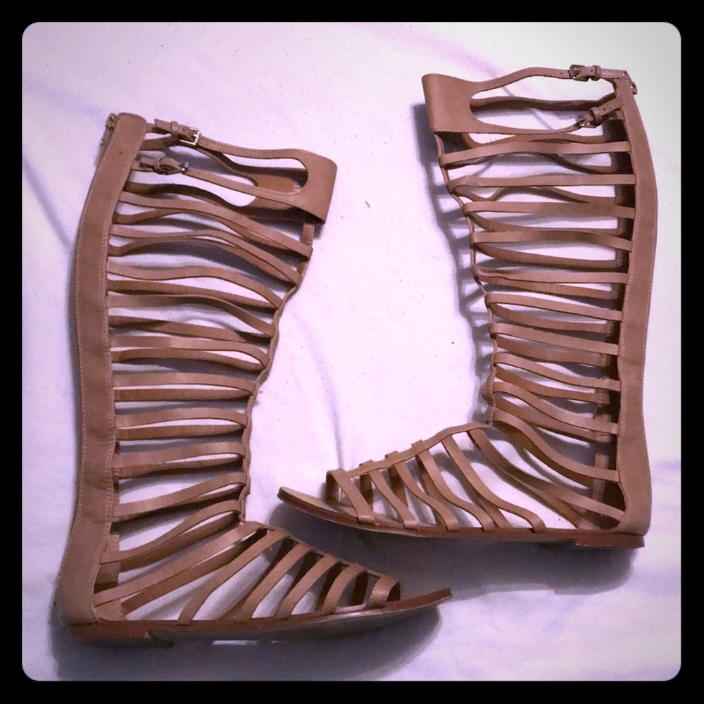 Tan gladiator sandals
